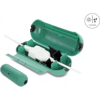 Delock scatola di protezione per giunzioni cavi IP44 con gancio di sospensione, verde 91733