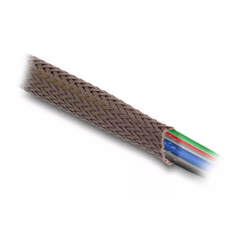 Delock Guaina per gestione cavi, 12 mm, intrecciata, resistente ai roditori, estensibile, 5 m, marrone