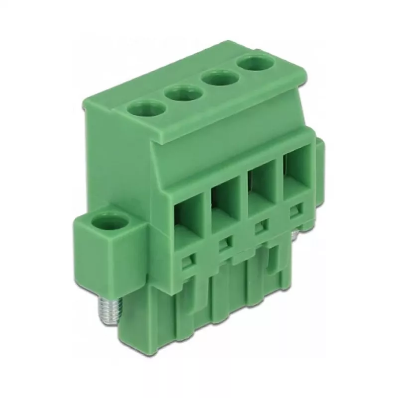 Delock 65936 set morsettiera per guida DIN, 4 poli, bloccaggio a vite, verde