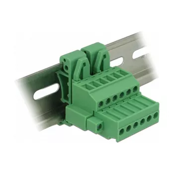Delock 65942 set morsettiera per guida DIN, 6 poli, bloccaggio a vite, verde
