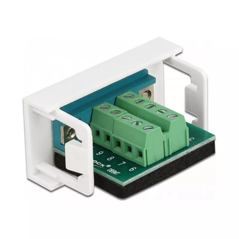 Delock Easy 45 modulo snap-in D-Sub 9 poli connettore maschio su morsettiera 10 poli, bianco RAL 9003 81351