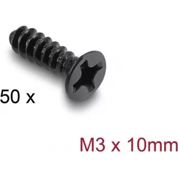 Delock set di viti per ventole M3 x 10 mm, 50 pezzi, nero 60986