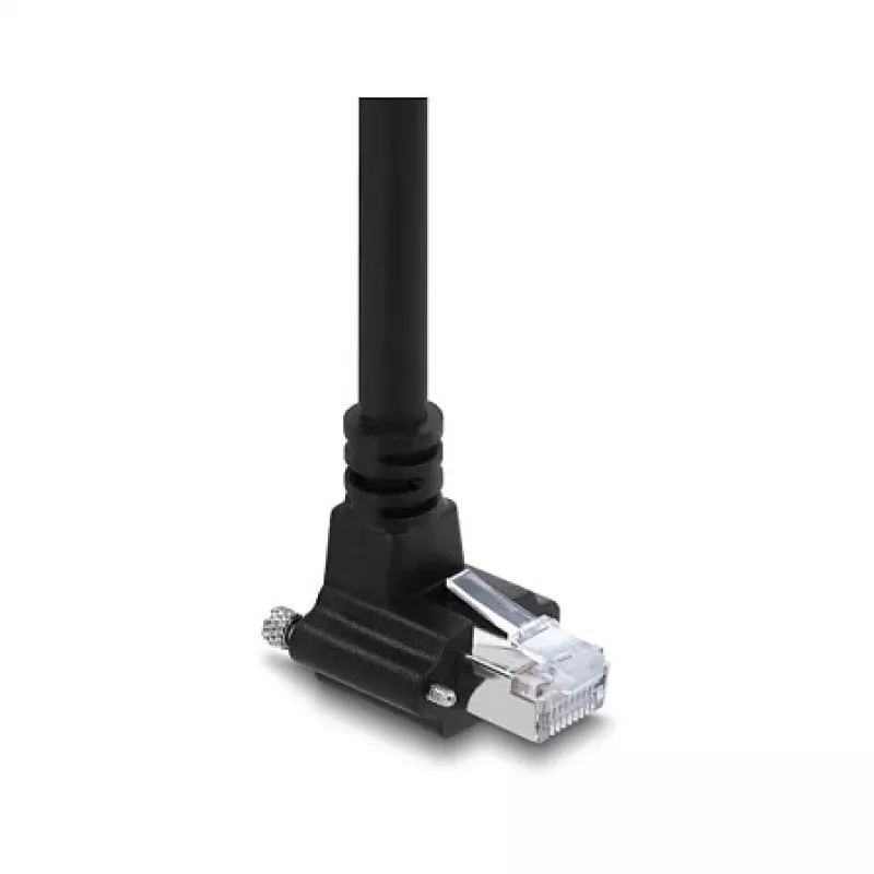 Delock Cavo per telecamera GigE RJ45 90° angolato con viti a RJ45 Cat.6 S/FTP 10 m nero
