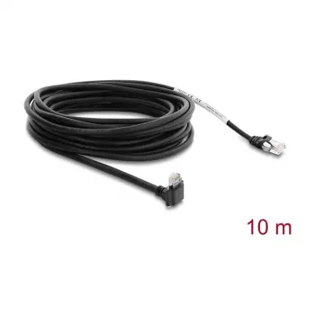 Delock Cavo per telecamera GigE RJ45 90° angolato con viti a RJ45 Cat.6 S/FTP 10 m nero