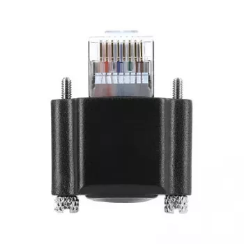 Delock Cavo per telecamera GigE connettore maschio RJ45 90° angolare con viti, lunghezza connettore 28 mm a connettore maschio RJ45 Cat.6 S/FTP 1 m nero