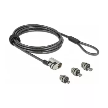 Delock Navilock cavo di sicurezza per notebook con 3 testine di bloccaggio per Kensington, Noble Wedge e Nano Slot (20676)