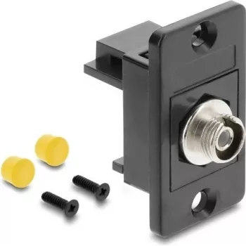 DELOCK Adattatore FC Simplex femmina-femmina per montaggio a pannello, custodia in metallo, boccola in ceramica, nero (91189)