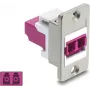 Delock connettore LC duplex per montaggio a pannello, multimodale OM4, alloggiamento argento, connettori viola 91100