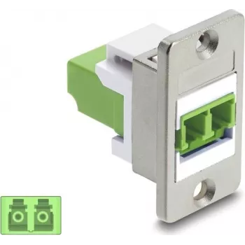Delock Accoppiatore LC Duplex per montaggio a pannello multimodale OM5 verde lime argento flangia 91105