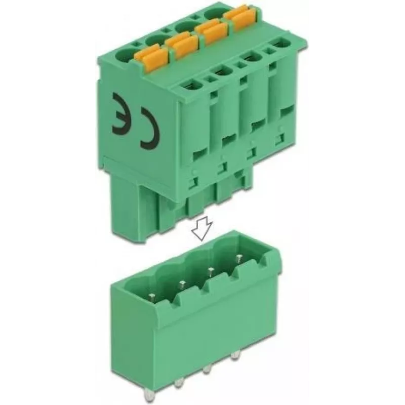 Delock set morsettiere per PCB 4 poli passo 5,08 mm verticale (66501)