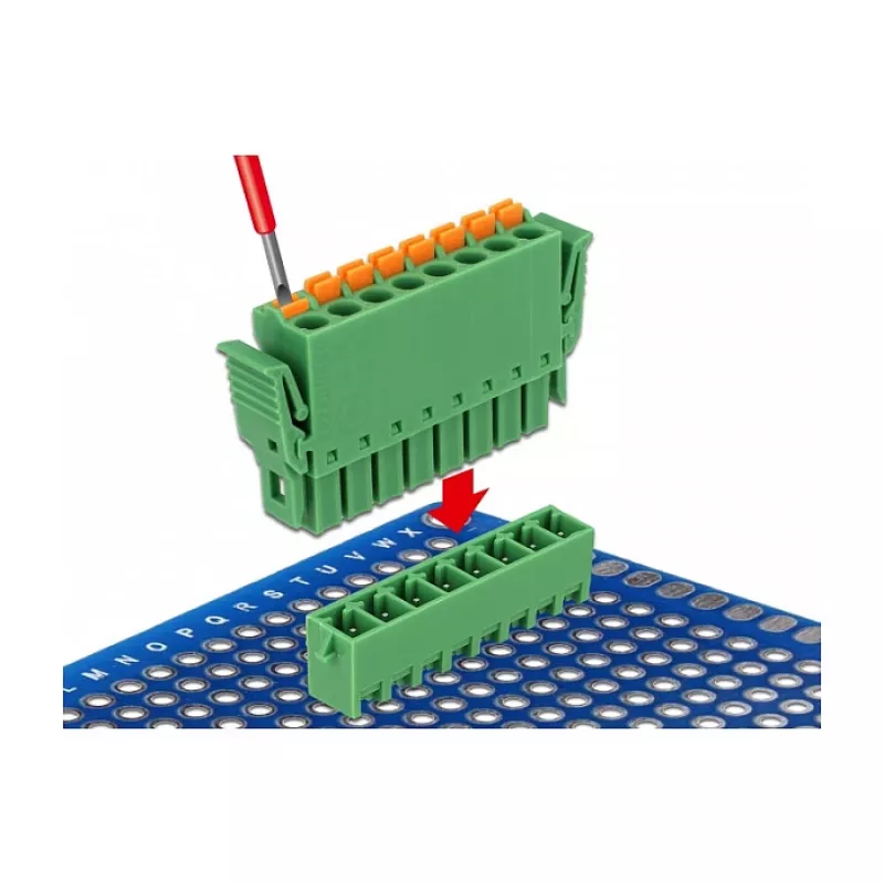 Delock set morsettiere PCB 8 poli passo 3,81 mm verticale verde (10 pezzi) 65974