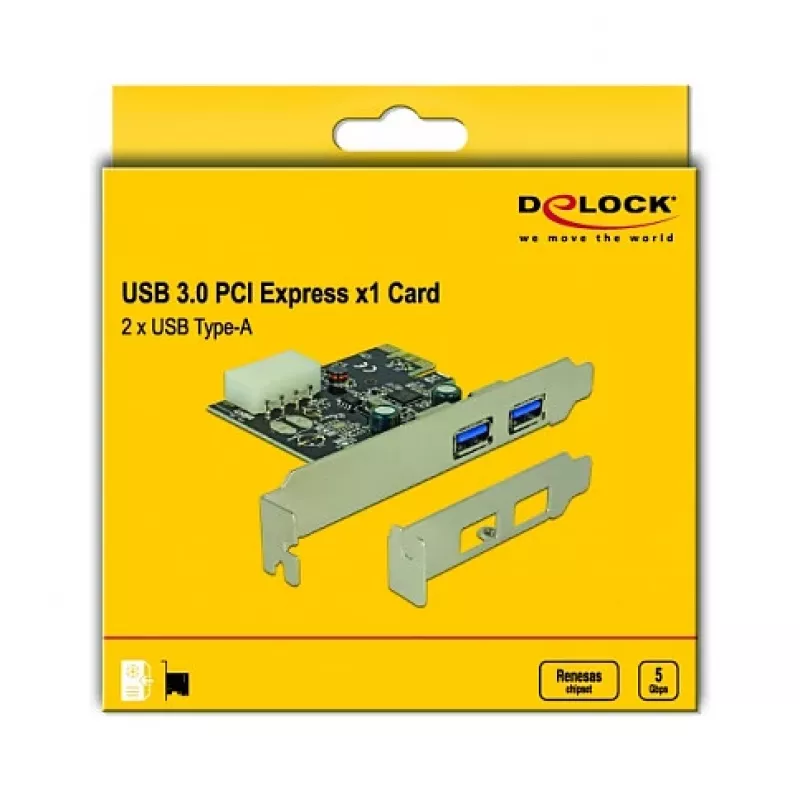 Delock scheda PCI Express x1 a 2 x USB 3.2 Gen 1 Type-A, low profile