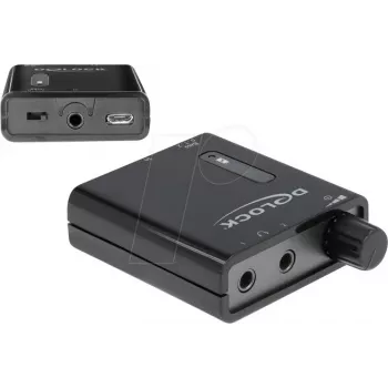 Delock amplificatore stereo portatile per cuffie con due uscite e bass boost