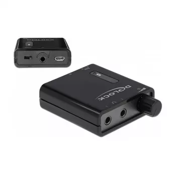 Delock amplificatore stereo portatile per cuffie con due uscite e bass boost