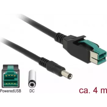 Delock cavo Powered USB - connettore USB PlusPower (12V) a connettore DC 2,1/5,5mm - 12V - 4m - nero