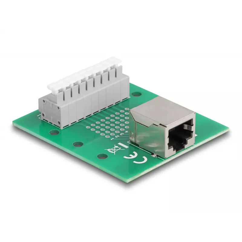 Delock presa RJ45 su morsettiera con pulsante per guida DIN 66992