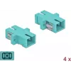 DeLOCK accoppiatore fibra ottica SC multimodale OM3, simplex, azzurro, confezione da 4 85994