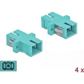 DeLOCK accoppiatore fibra ottica SC multimodale OM3, simplex, azzurro, confezione da 4 85994