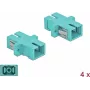 DeLOCK accoppiatore fibra ottica SC multimodale OM3, simplex, azzurro, confezione da 4 85994