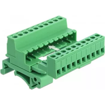 DELOCK set morsettiera per guida DIN 10 poli con passo 5,08 mm angolata