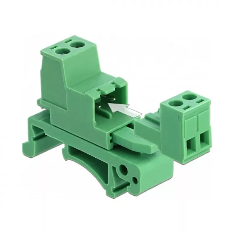 DELOCK set morsettiere per guida DIN 2 poli passo 5,08 mm angolare