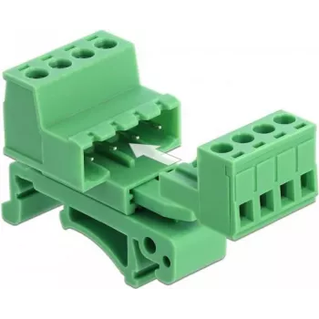 DeLOCK Set morsettiera per guida DIN 4 poli con passo 5,08 mm angolare
