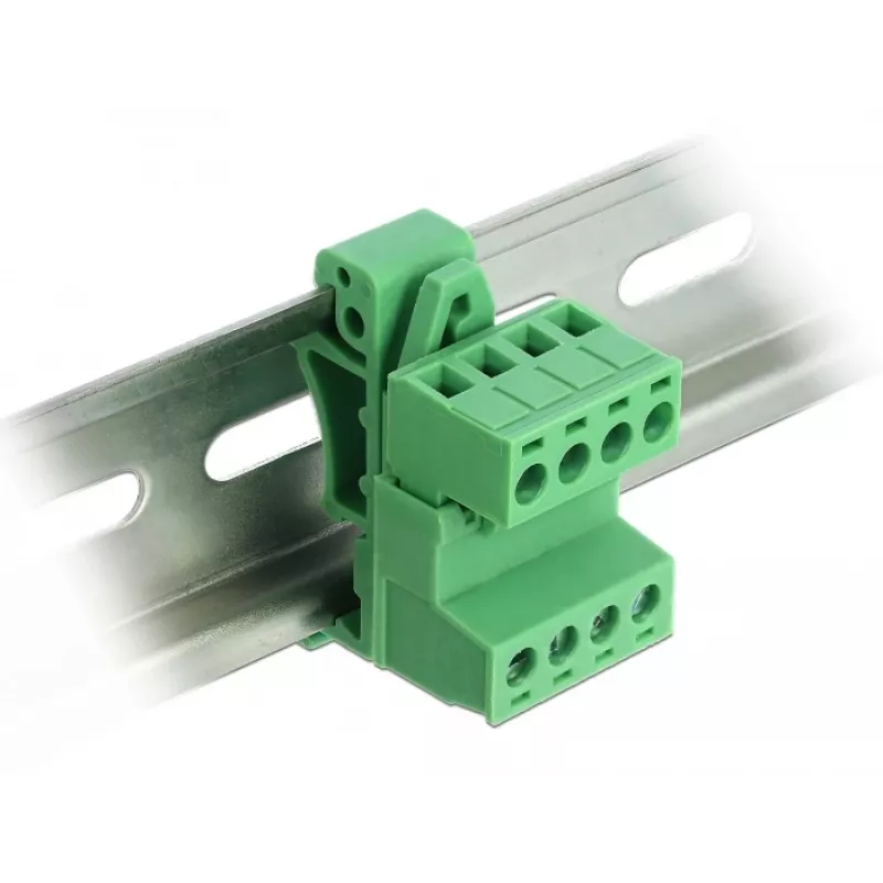 DeLOCK Set morsettiera per guida DIN 4 poli con passo 5,08 mm angolare