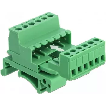 Delock set morsettiere per guida DIN 6 poli con passo 5,08 mm angolare