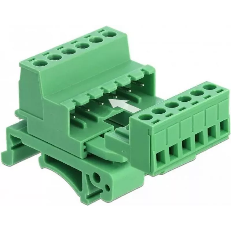 Delock set morsettiere per guida DIN 6 poli con passo 5,08 mm angolare