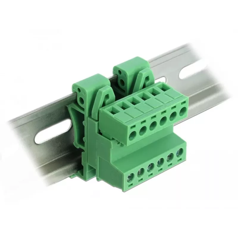Delock set morsettiere per guida DIN 6 poli con passo 5,08 mm angolare