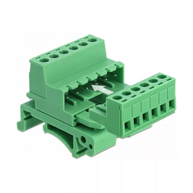 Delock set morsettiere per guida DIN 6 poli con passo 5,08 mm angolare