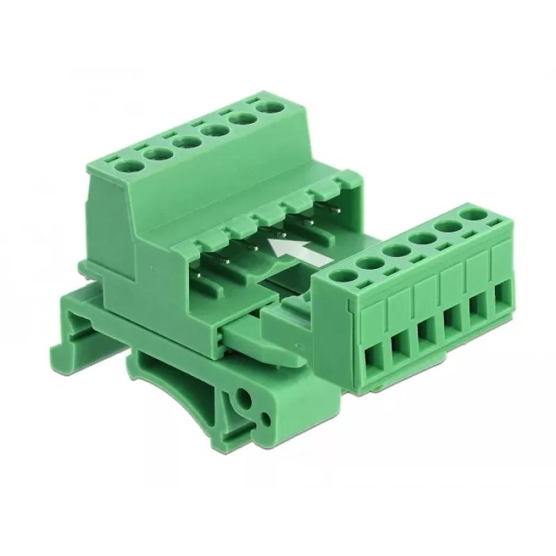 Delock set morsettiere per guida DIN 6 poli con passo 5,08 mm angolare