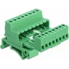 DeLOCK set morsettiera per guida DIN, 8 poli, passo 5,08 mm, angolare, verde