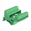 DeLOCK set morsettiera per guida DIN, 8 poli, passo 5,08 mm, angolare, verde