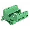 DeLOCK set morsettiera per guida DIN, 8 poli, passo 5,08 mm, angolare, verde