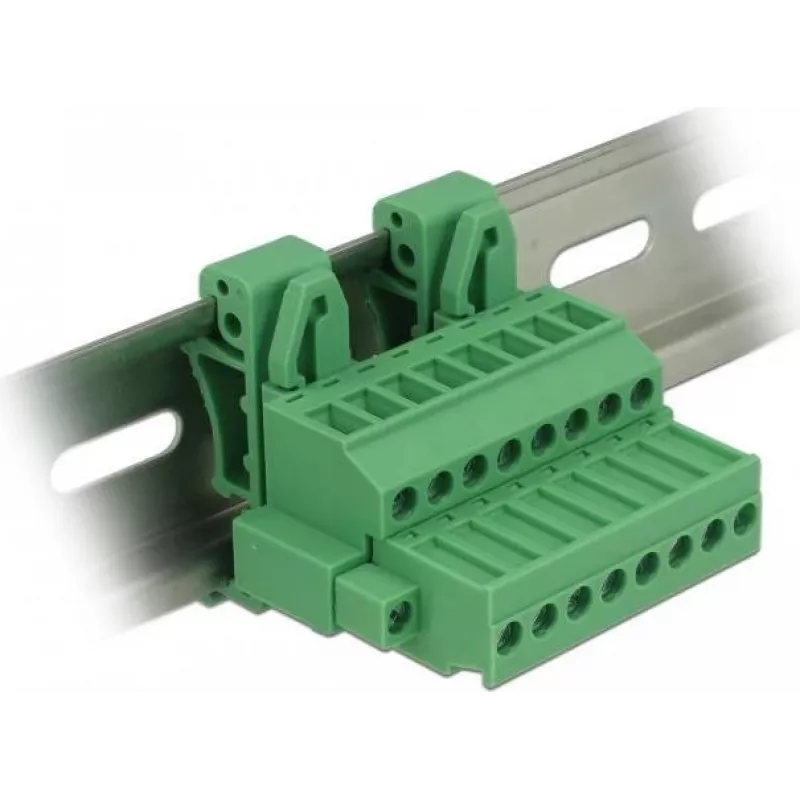 Delock set morsettiere per guida DIN 8 poli con fissaggio a vite