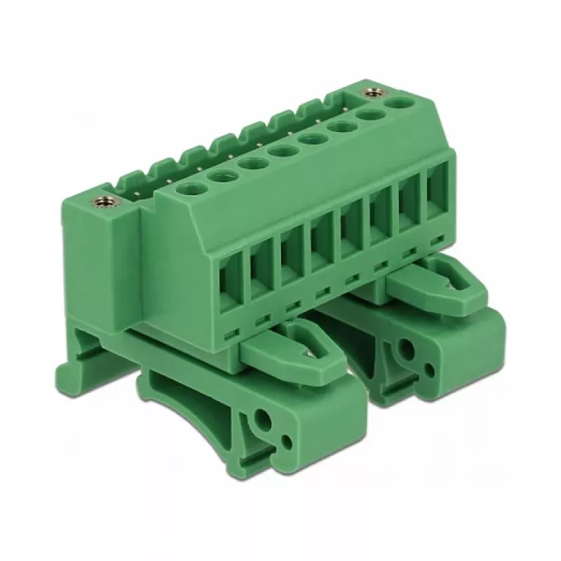Delock set morsettiere per guida DIN 8 poli con fissaggio a vite