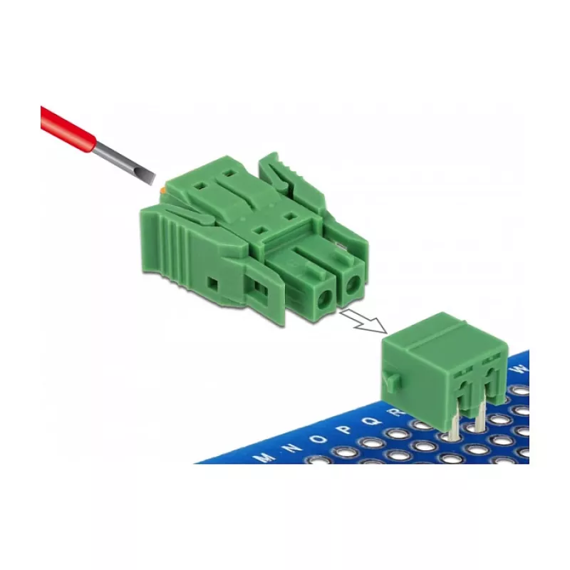 Delock set morsettiere per circuito stampato 2 poli passo 3,81 mm orizzontale 65952