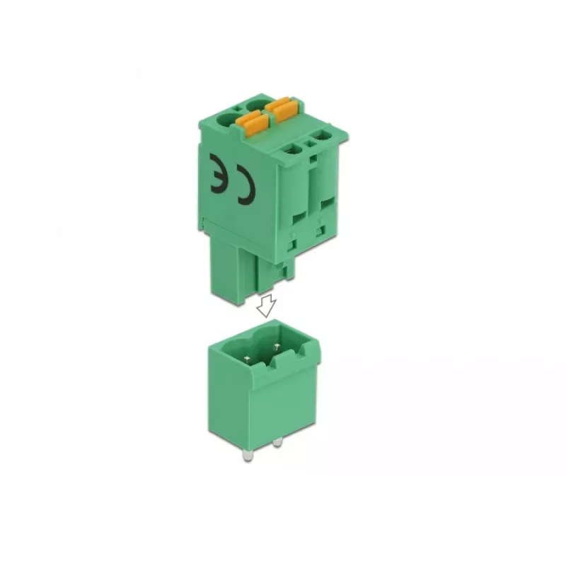 Delock set morsettiere per circuito stampato, 2 poli, passo 5,08 mm, verticale 66500