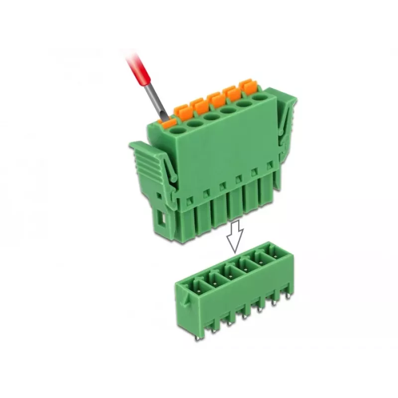 Delock set morsettiere per circuito stampato 6 poli passo 3,81 mm verticale (65972)