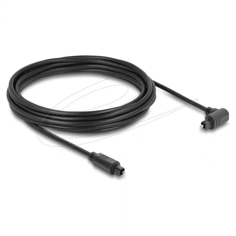 Delock Cavo audio ottico TOSLINK 5 m, connettore angolare 90° su dritto, 4 mm, nero