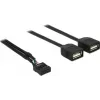 Delock Cavo adattatore USB 2.0 da pin header a 2 x connettore femmina Type-A 40 cm 83823
