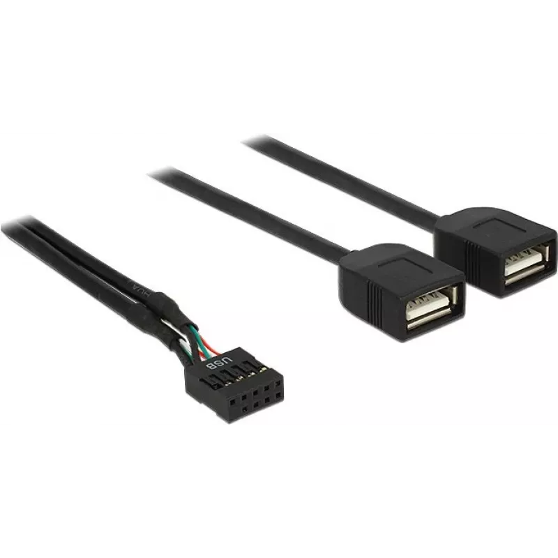 Delock Cavo adattatore USB 2.0 da pin header a 2 x connettore femmina Type-A 40 cm 83823