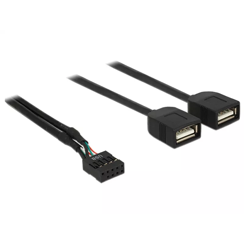 Delock Cavo adattatore USB 2.0 da pin header a 2 x connettore femmina Type-A 40 cm 83823