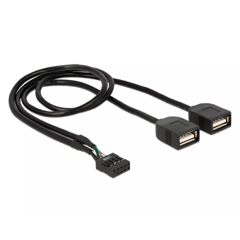 Delock Cavo adattatore USB 2.0 da pin header a 2 x connettore femmina Type-A 40 cm 83823