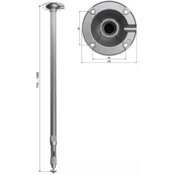 DELTA BR-60X120 supporto telescopico a soffitto per telecamere CCTV, 710–1220 mm, bianco