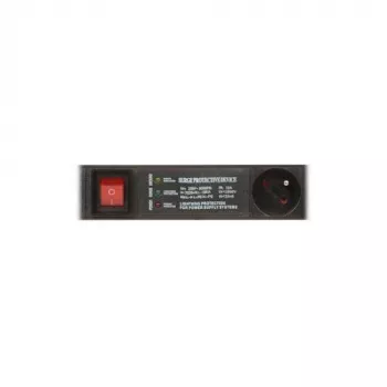 DELTA PD-6/R-SPD-3L Ciabatta 6 prese con protezione da sovratensione, interruttore bipolare, cavo 1,5 m, prese Type E, 2300 W, nero