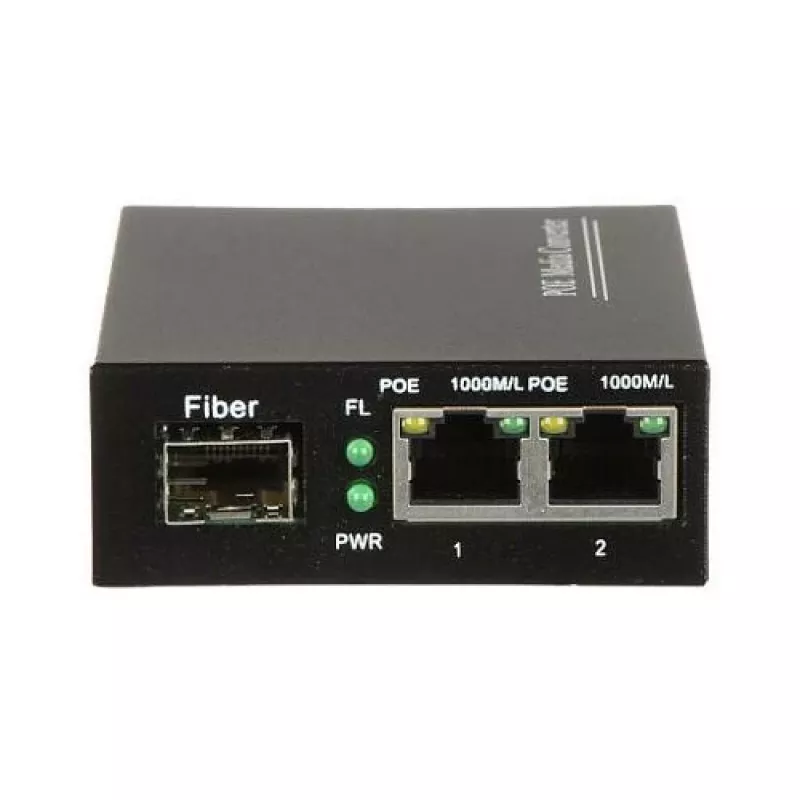 DELTA SPS-2P/1SFP switch industriale PoE+, 2 Gigabit RJ45 + 1 SFP, budget 60W, guida DIN