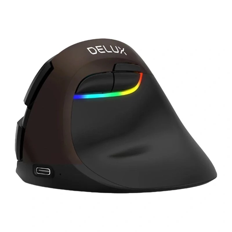 Delux M618 Mini Gold Mouse ergonomico - 2.4G / Bluetooth 5.0 / USB-C, 4000 DPI, verticale per destrimani
