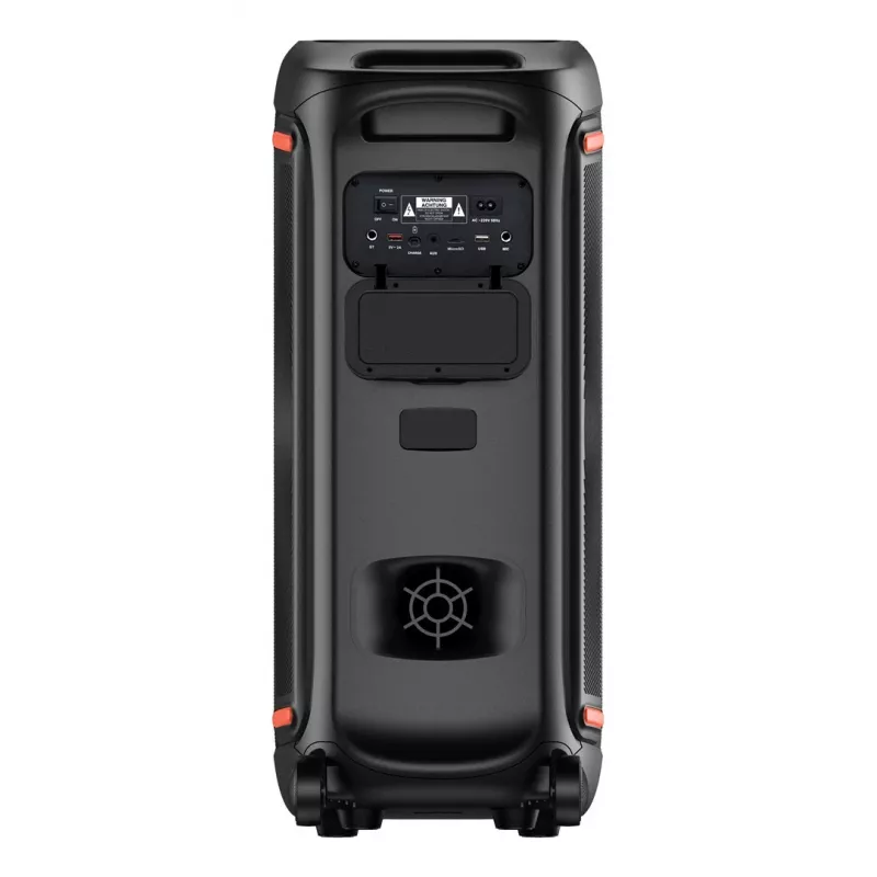 Denver BPS-470 Speaker Bluetooth per feste con karaoke, 2000W PMPO, 20W RMS, luci LED, radio FM, TWS, microfono incluso, nero